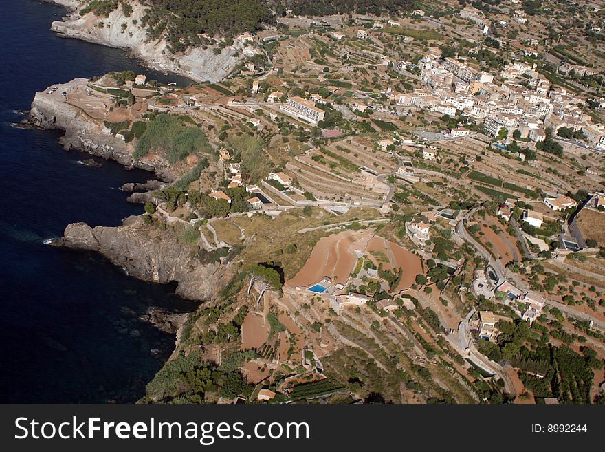 Typical village in levels in the west coast of Majorca