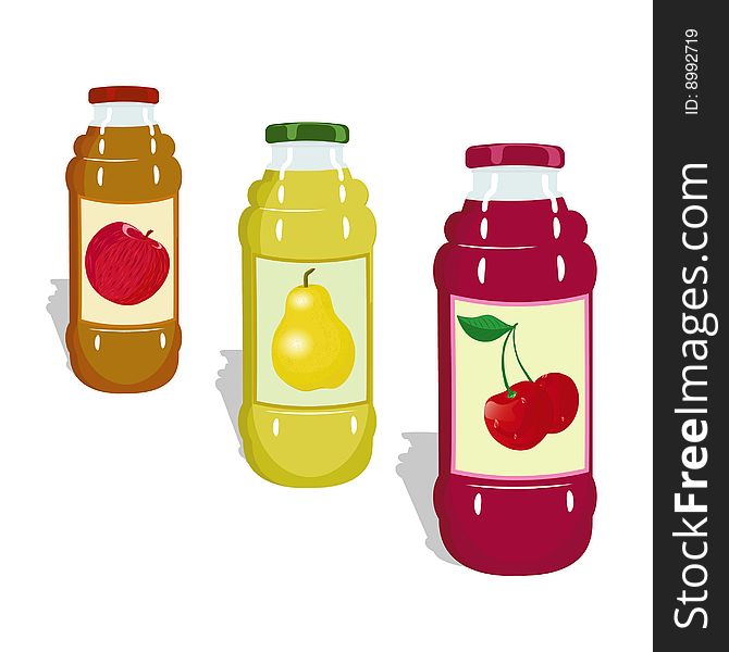 Vector bottles with fruit juicy. Vector bottles with fruit juicy
