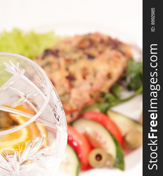 Goblet With Backed Meat And Vegetable Salad