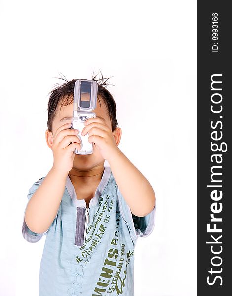 Boy taking picture with cell phone