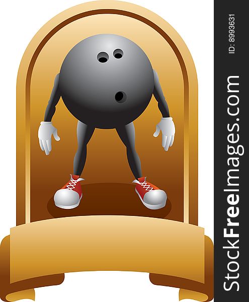 Trophy of a bowling ball cartoon character