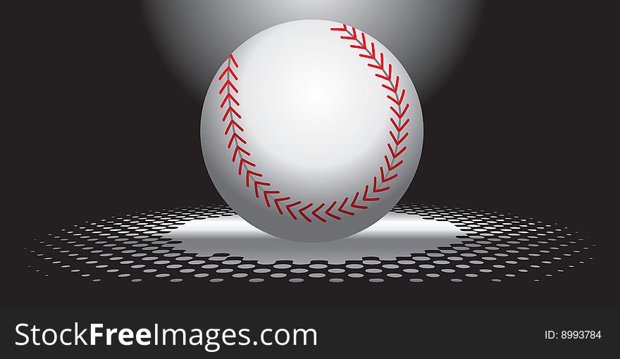 Baseball in the spotlight on a black background. Baseball in the spotlight on a black background