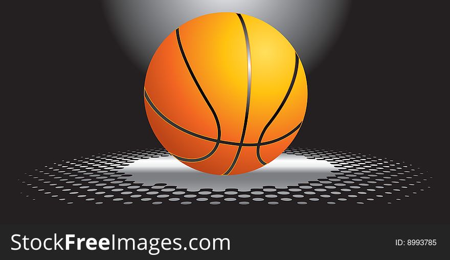 Basketball in the spotlight with black background. Basketball in the spotlight with black background