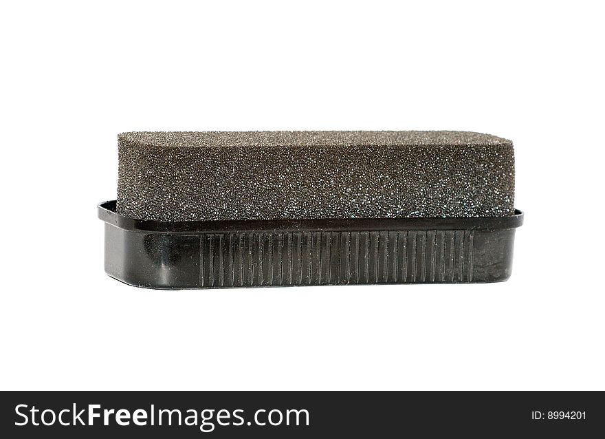 Black shoe sponge isolated over white background