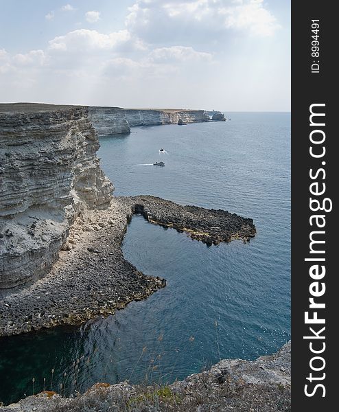 White cliffs over the sea in Crimea