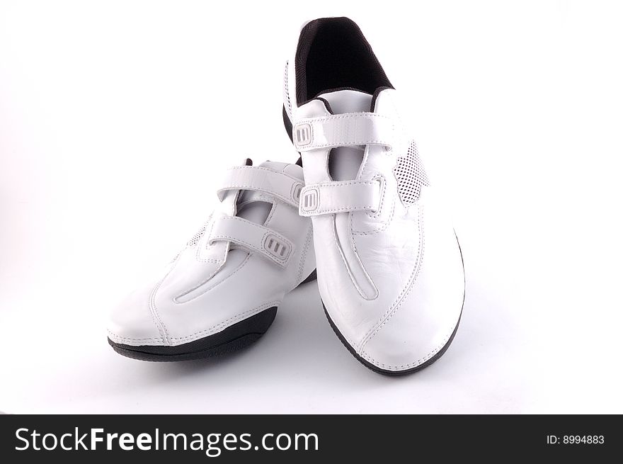 White running shoes on a white background