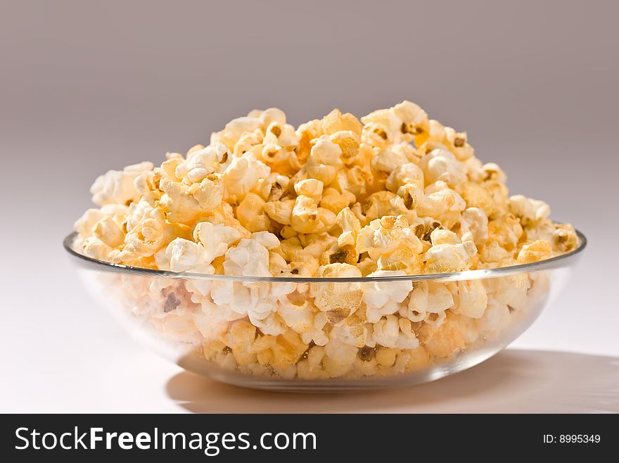 Food serias: popcorn on the glass bowl