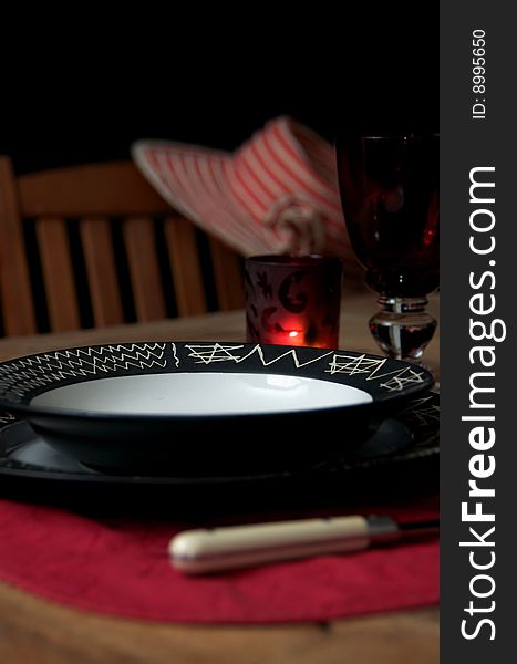 Table set for a romantic dinner outdoors. Table set for a romantic dinner outdoors