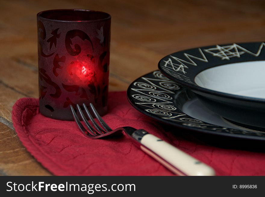 Romantic table set for a dinner outdoors. Romantic table set for a dinner outdoors