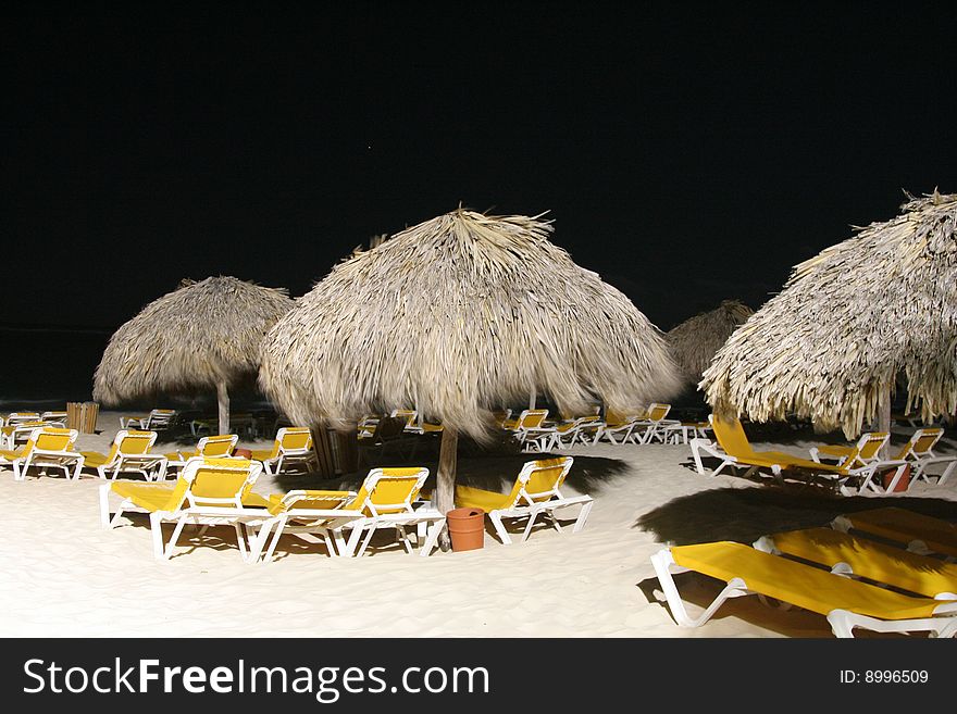 Caribbean sea beachfront palm tree at night. Caribbean sea beachfront palm tree at night