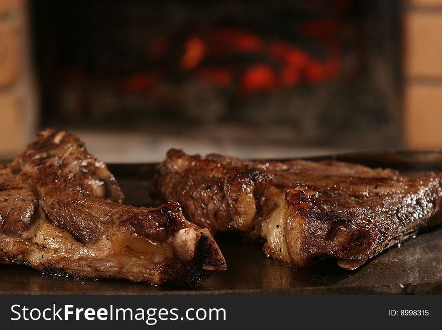 Meat on a bone, fried on coals. Food for men.