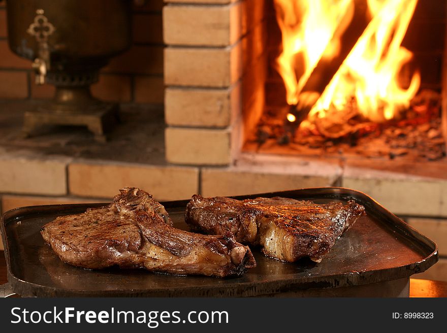 Meat on a bone, fried on coals. Food for men.