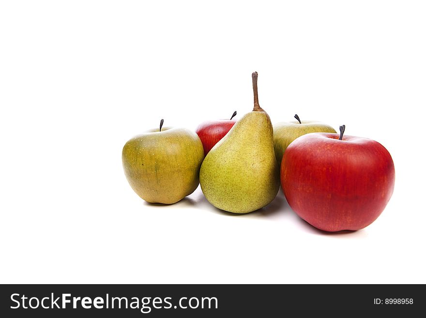 Green and red apple with metallic can opening isolated on white background
