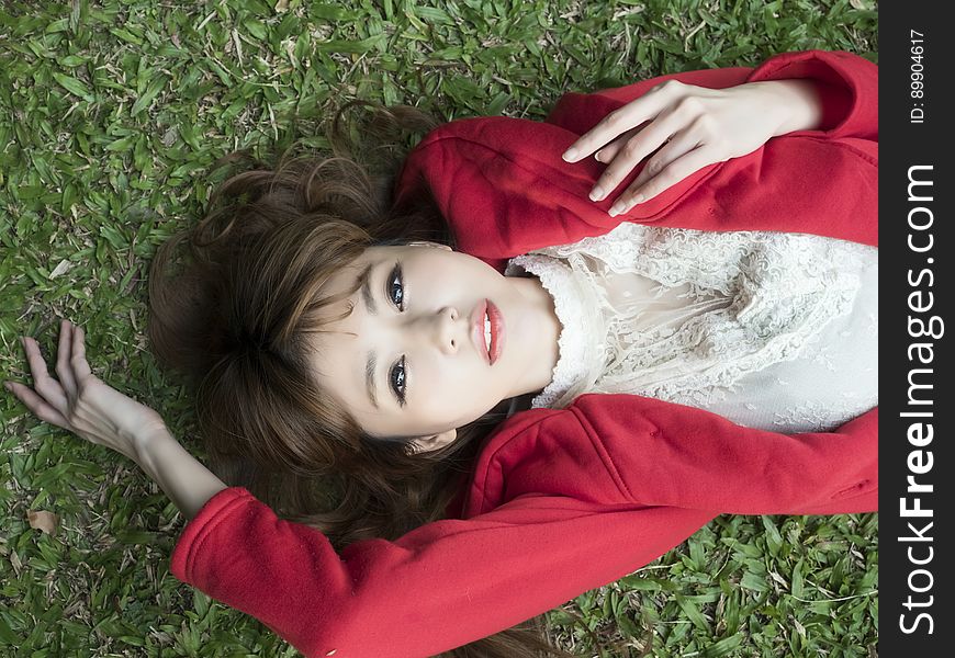 Beauty, Grass, Girl, Black Hair