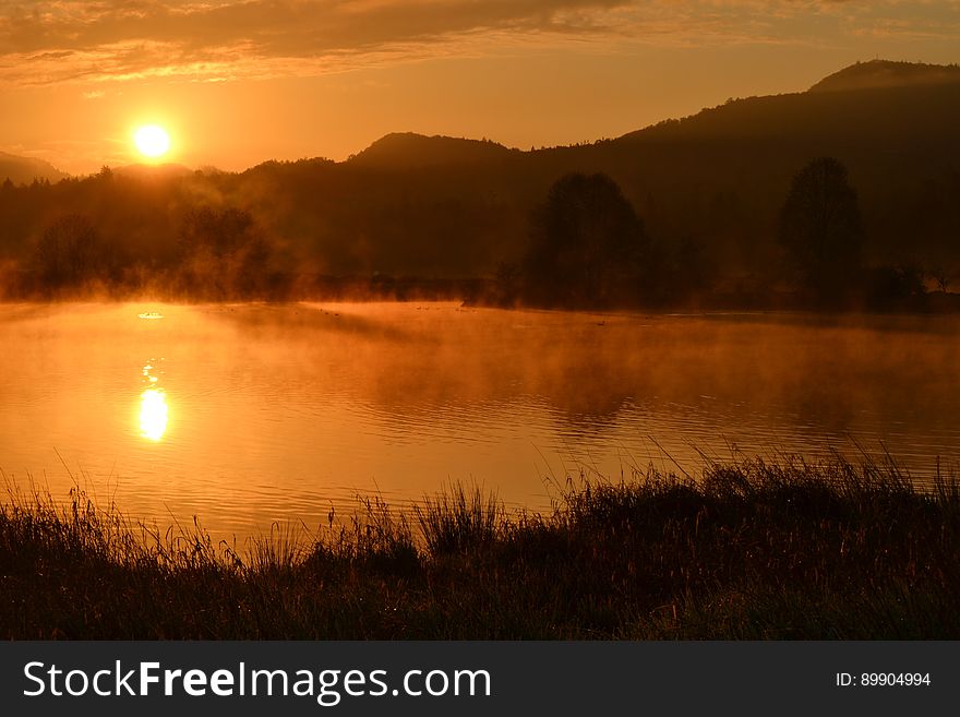 Nature, Reflection, Sunrise, Dawn