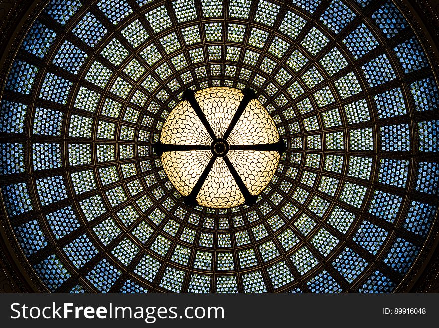 Dome, Symmetry, Glass, Stained Glass