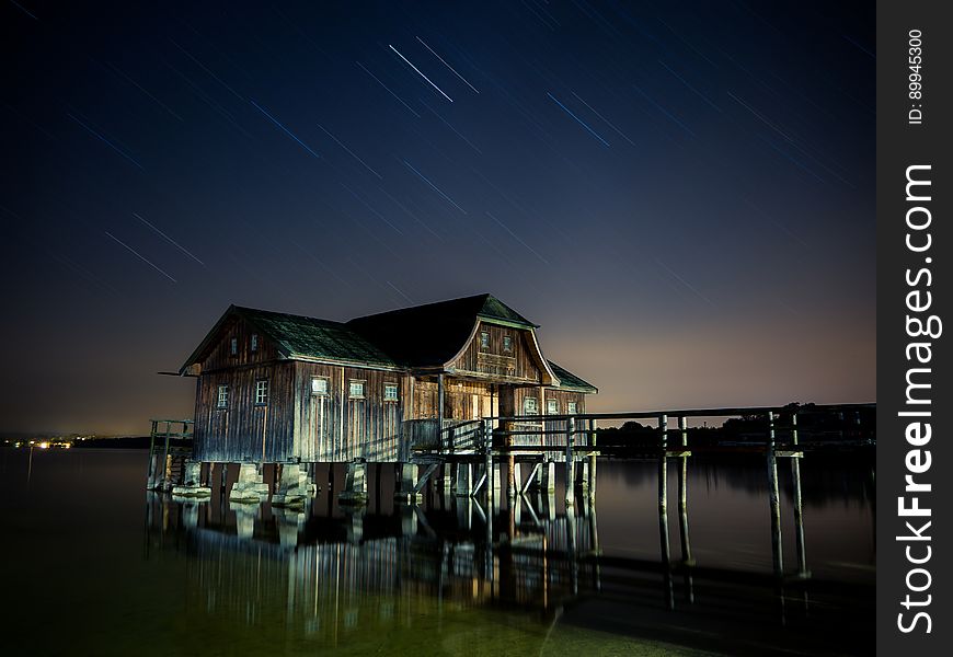 Reflection, Night, Sky, Water