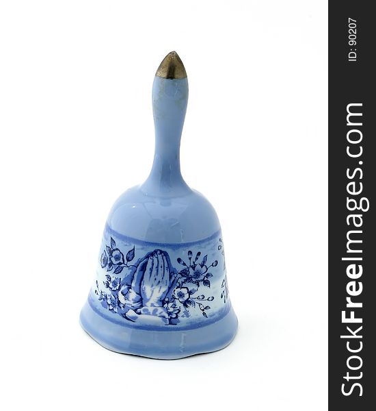 Blue bell with hands in prayer art work