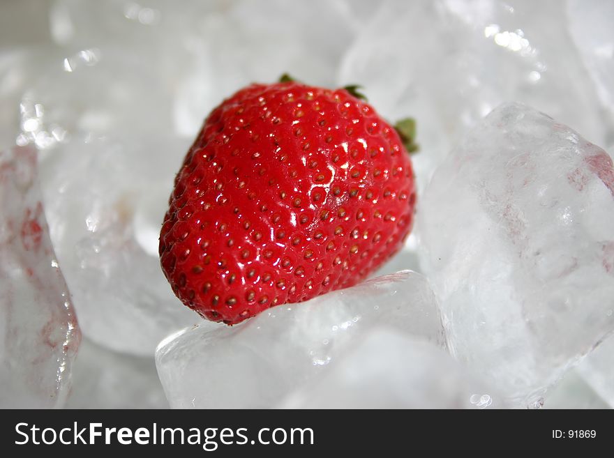 Strawberry in ice