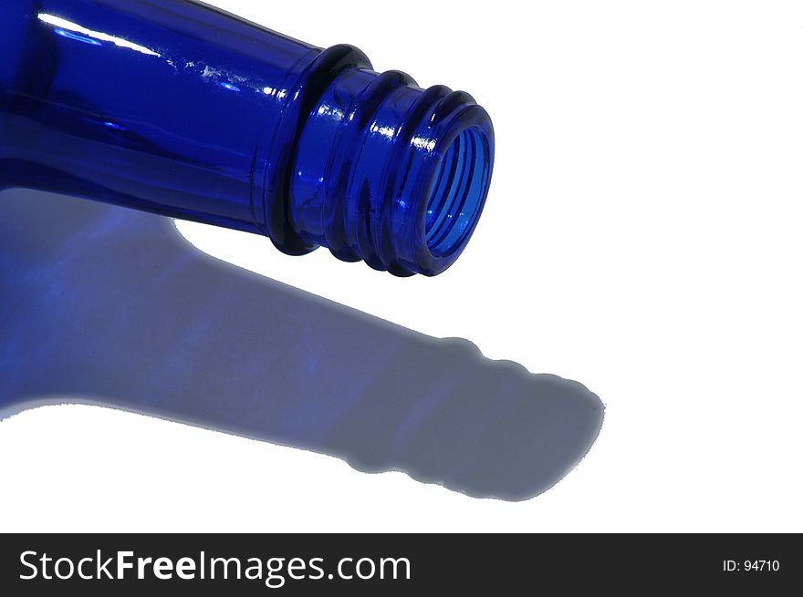 Tip of blue bottle.