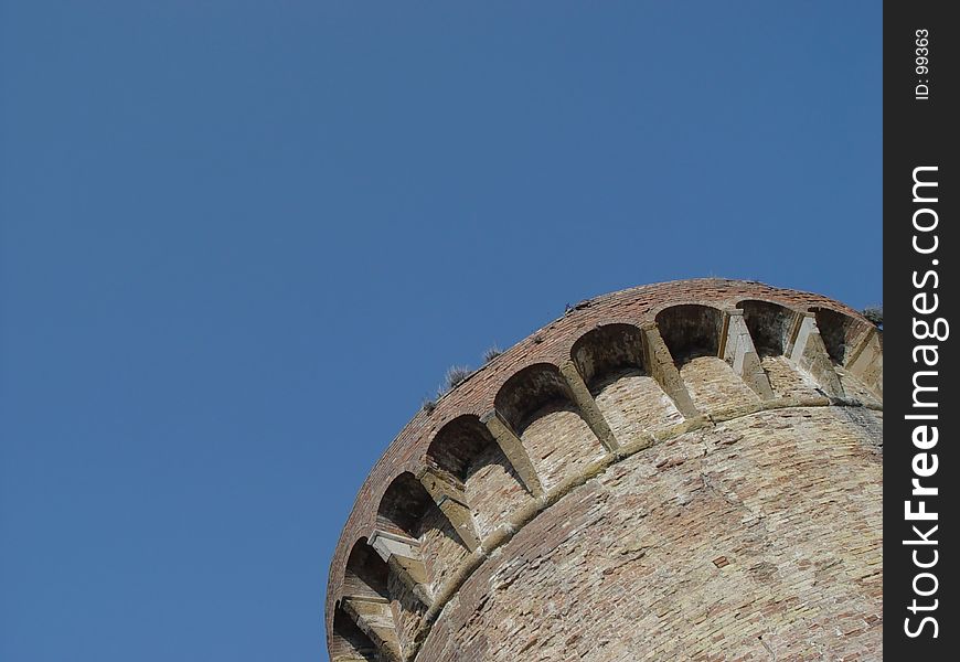 observation tower of an old italian city wall. observation tower of an old italian city wall