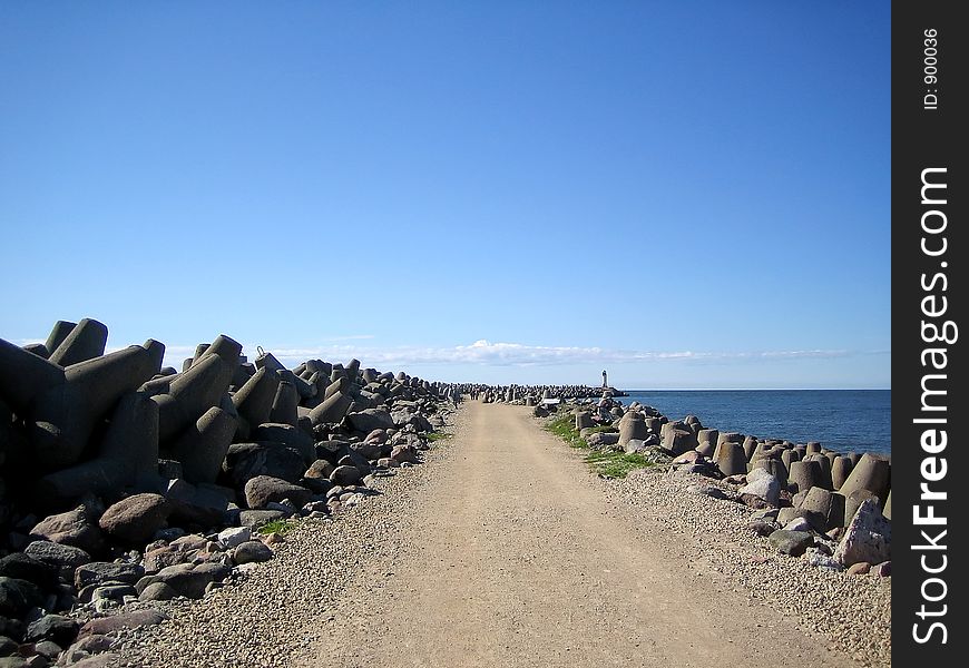 Breakwater, leaving far in a sea. Breakwater, leaving far in a sea.