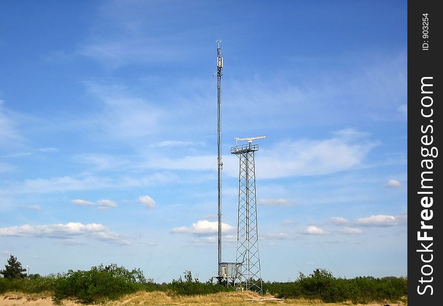 Aerial on a background of dark blue sky. Aerial on a background of dark blue sky.