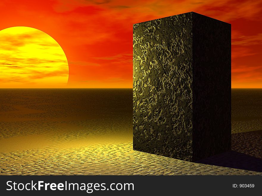 Stone block in sun