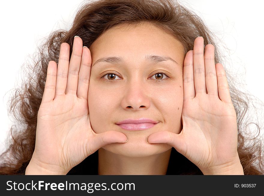 Woman showing her palms