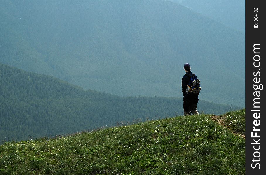 Lone hiker in the mountains. Lone hiker in the mountains