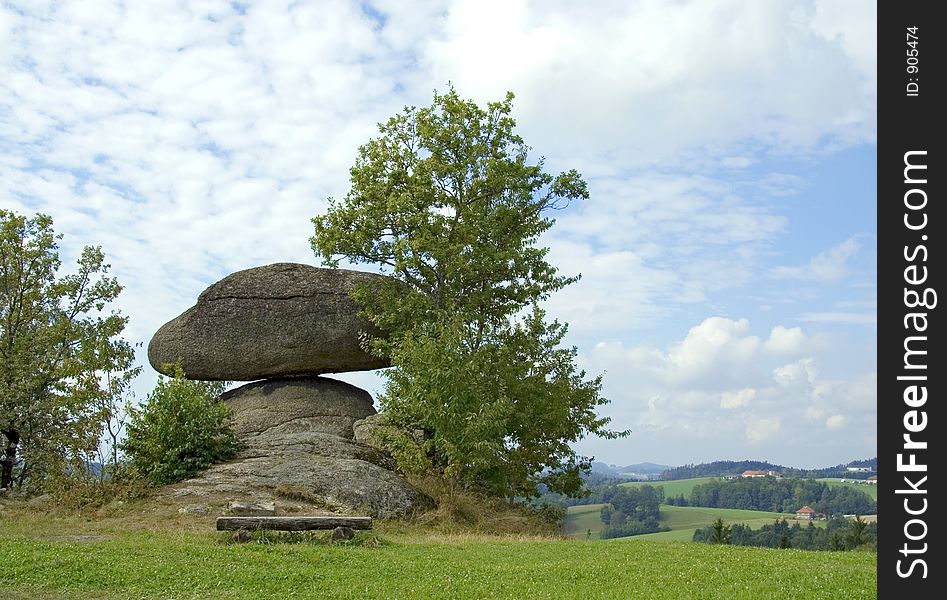 Big Granitic Stone in Upper Austria. This called in german Wackelstein and it is a famous destination.In the past times this was a cult site for the austrian celts.