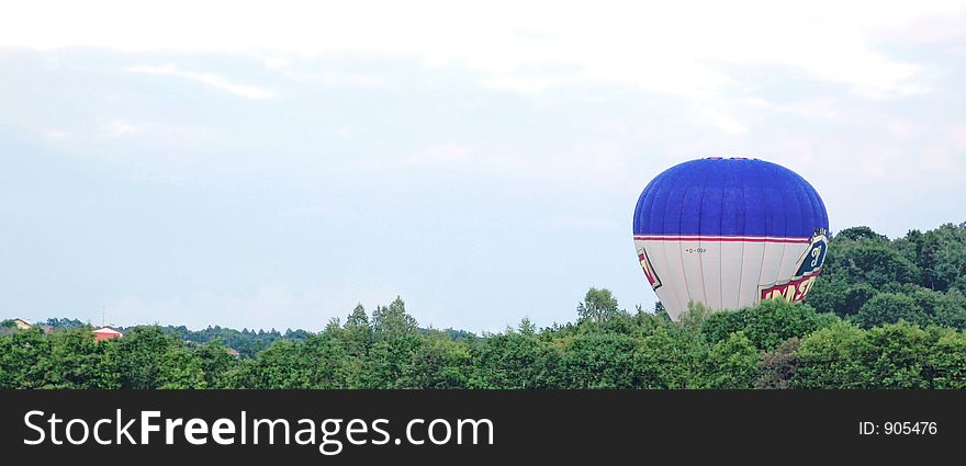 Hot-Air-Balloon landing in Forest. Hot-Air-Balloon landing in Forest