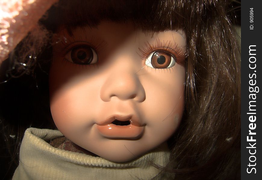 Closeup of a doll face