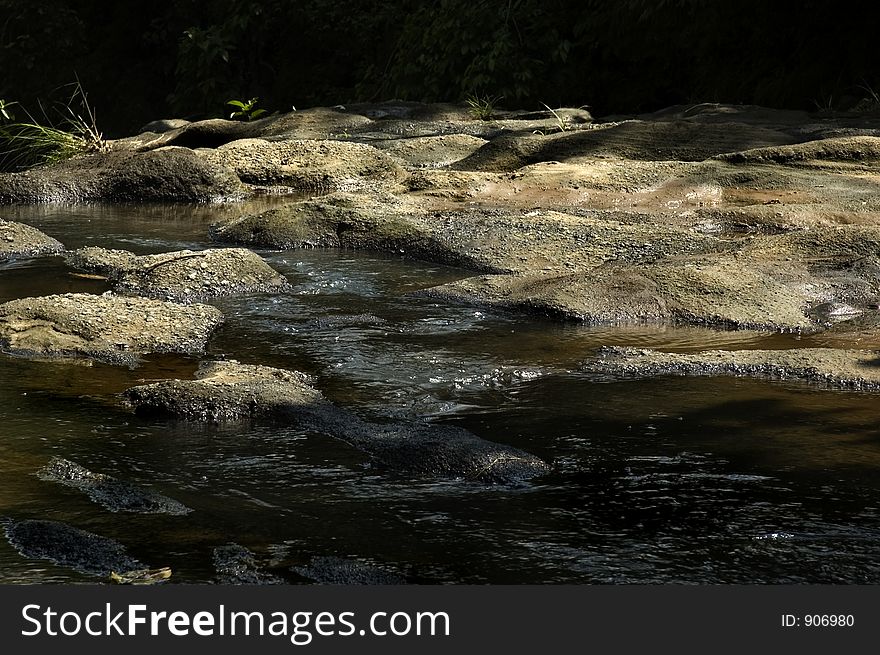 Morning sun hitting river bed