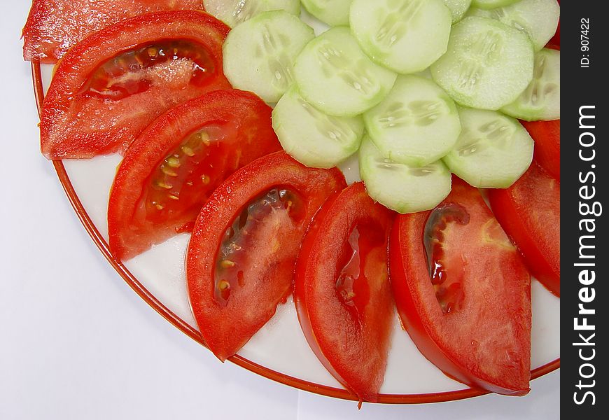 Fresh tomato and cucumber salad. Fresh tomato and cucumber salad