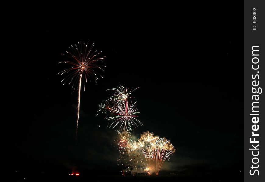 Pyrotechnic display celebrating American Independence Day (or Chinese New Year?). Pyrotechnic display celebrating American Independence Day (or Chinese New Year?)