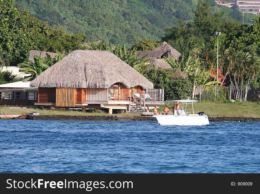 Tropical house and boat