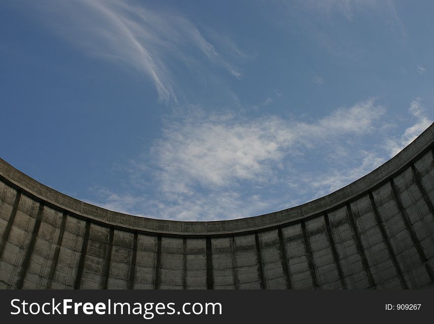 Looking upward in a nuclear plant cooling tower. Looking upward in a nuclear plant cooling tower