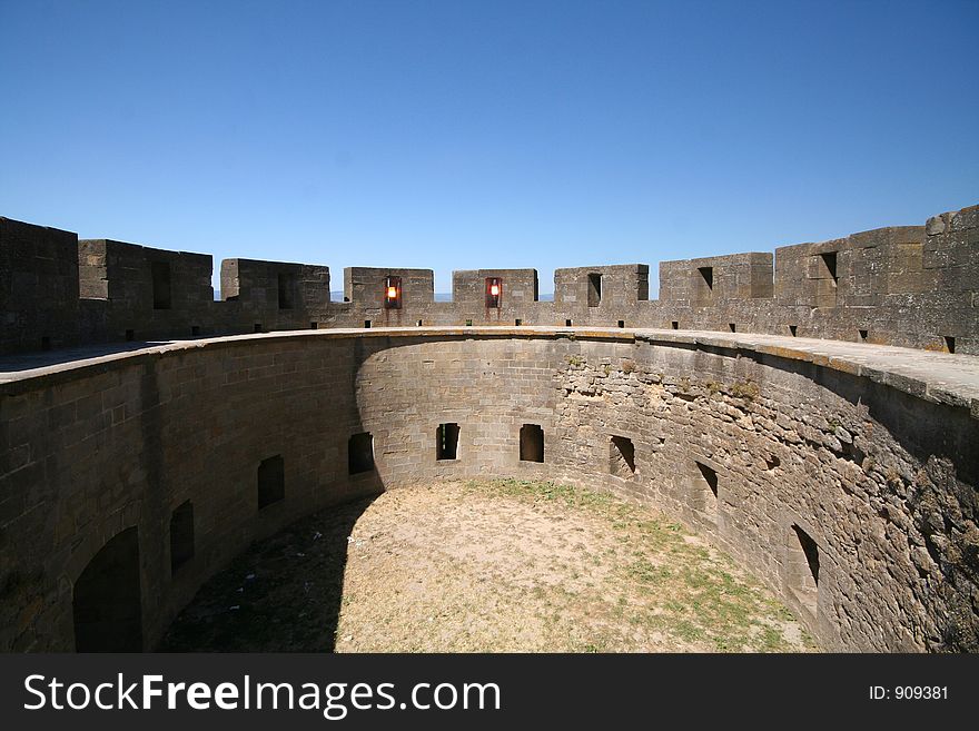 Stone fotified tower in a  castle