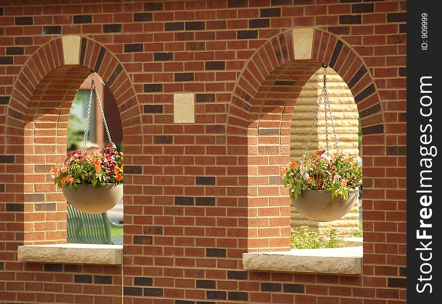 Planters hanging in garden windows