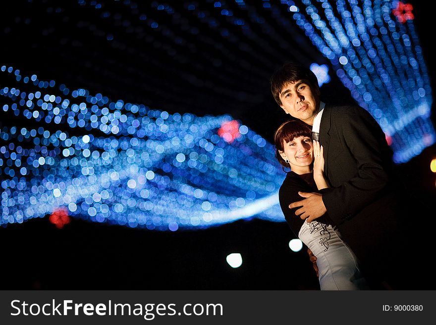 Groom and bride at night. Groom and bride at night