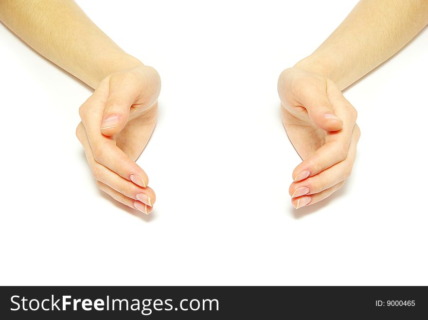 Woman hands isolated on white background