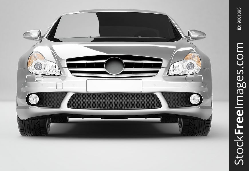 Silvery Business-Class Car on the white background