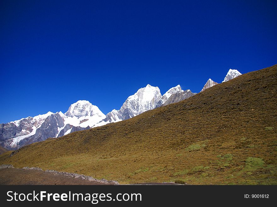 Yerupaja mountain in high Andes, Cordillera Huayhuash, Andes, Peru, South America