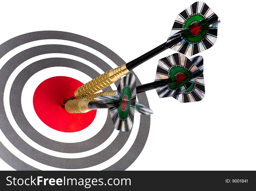Target with arrows on white background