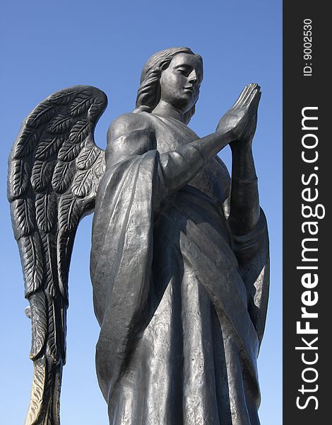 Metal statue of an angel
