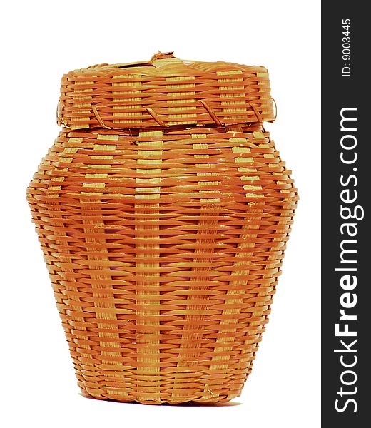 Vimine basketwork on white background