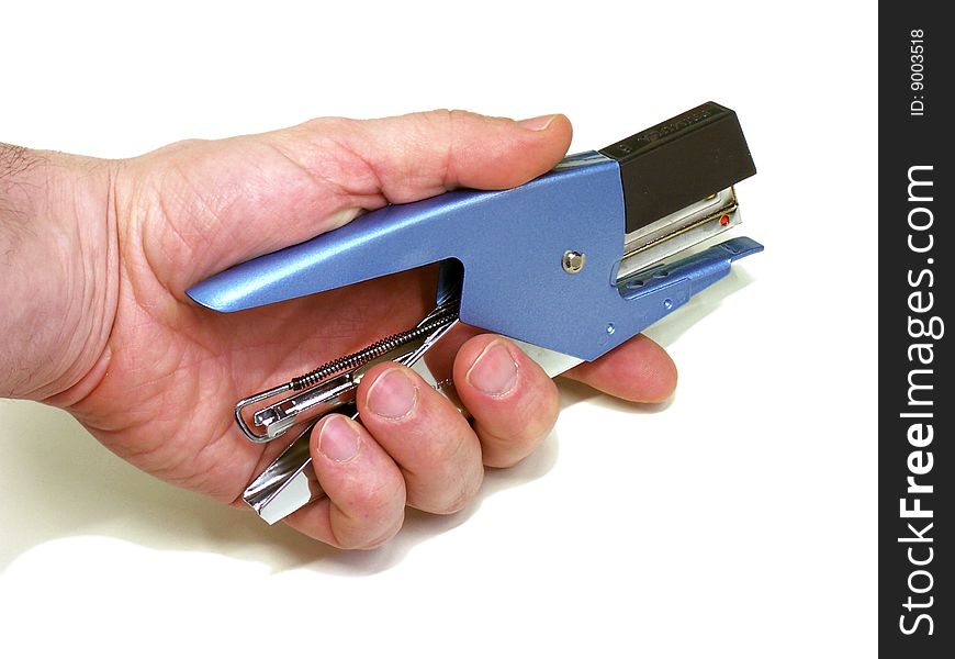 Close-up of stapler in human hand