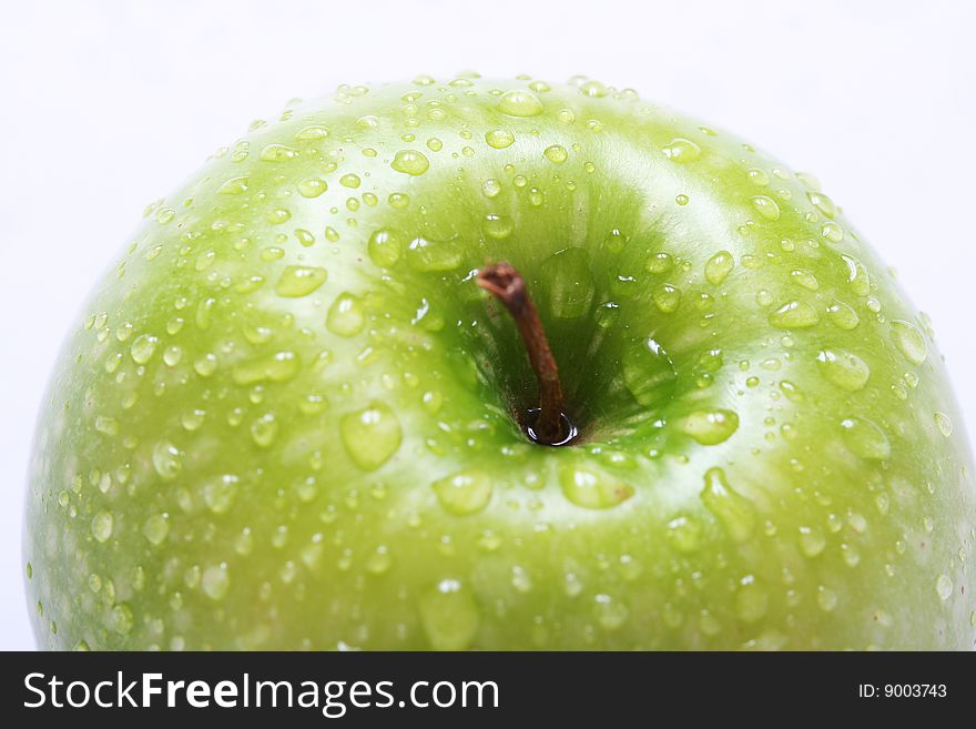 Fresh green apple with water drops. Fresh green apple with water drops