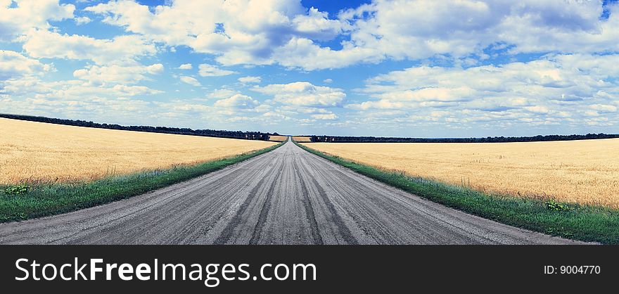 Road on a background of the sky
